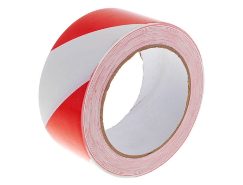 CINTA ADHESIVA Q-CONNECT DE SEGURIDAD ROJO Y BLANCO 20 MT X 48 MM