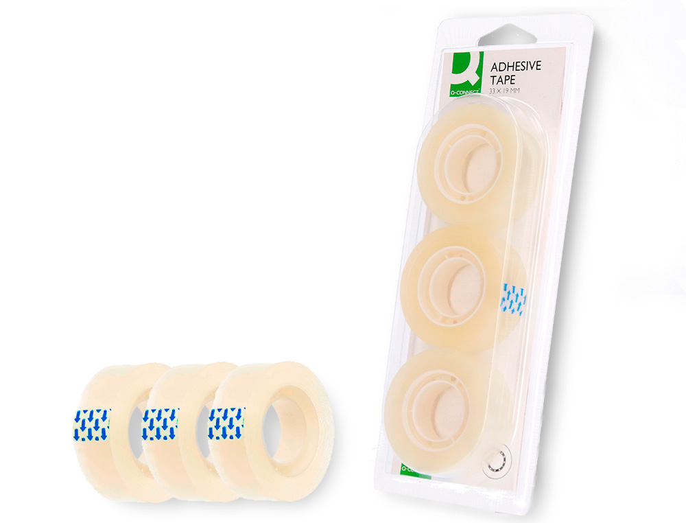 CINTA ADHESIVA Q-CONNECT 33 MT X 19 MM BLISTER DE 3 UNIDADES