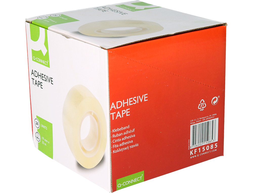 CINTA ADHESIVA Q-CONNECT TRANSPARENTE 33 MT X 19 MM ENCELOFANADA