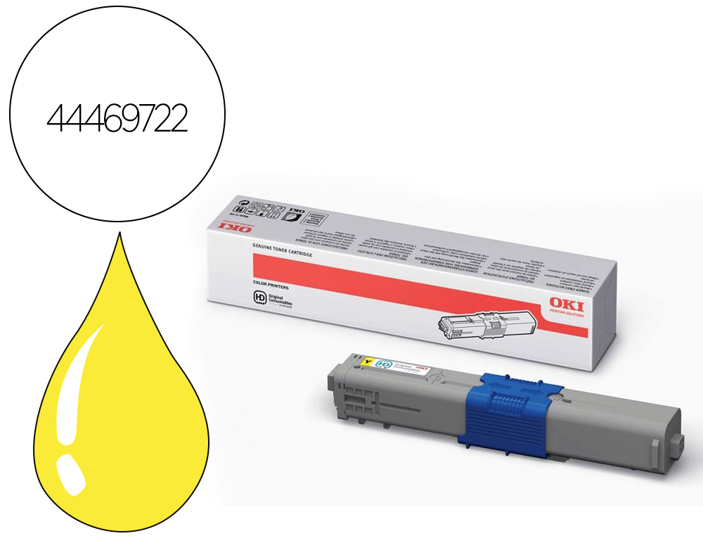 TONER OKI LASER MC562/C511 AMARILLO 5000 PAGINAS