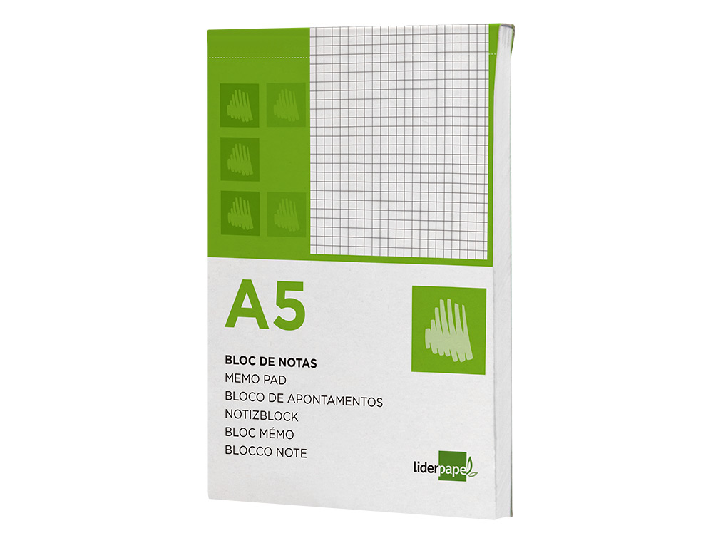 BLOC NOTAS LIDERPAPEL CUADRO 4MM A5 80 HOJAS 60G/M2 PERFORADO