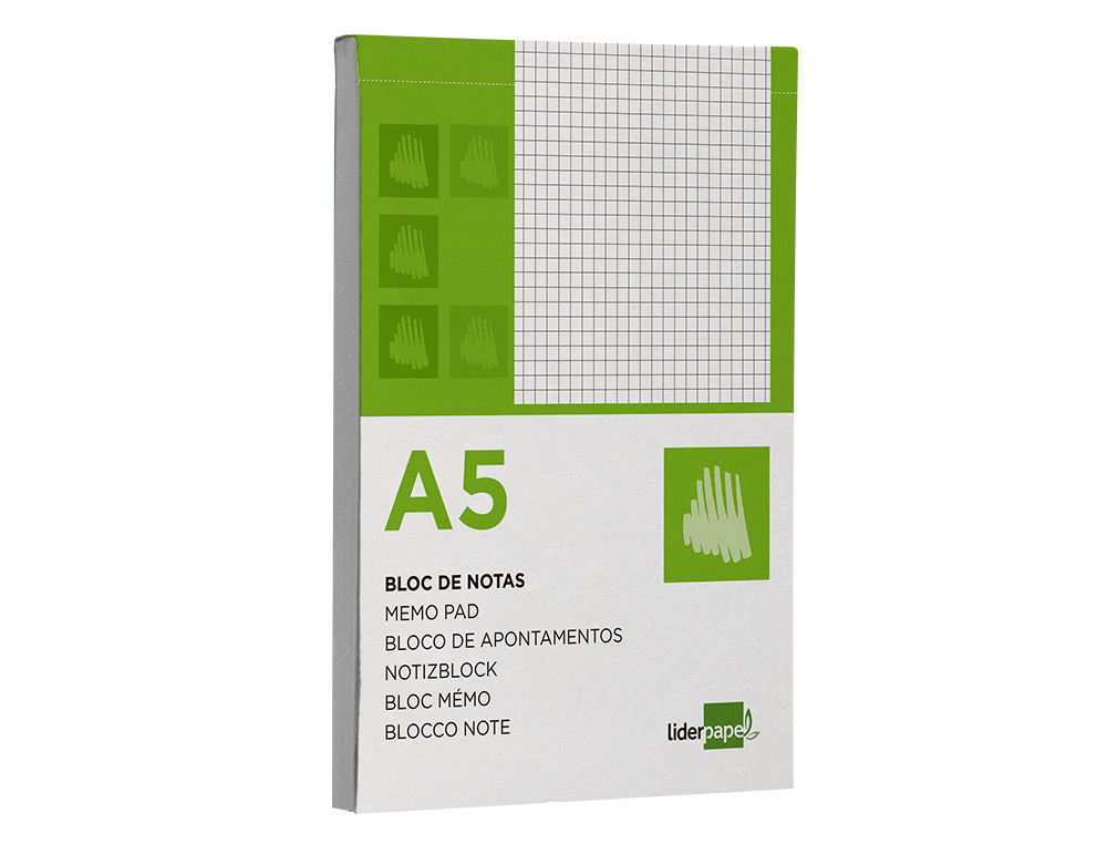BLOC NOTAS LIDERPAPEL CUADRO 4MM A5 80 HOJAS 60G/M2 PERFORADO