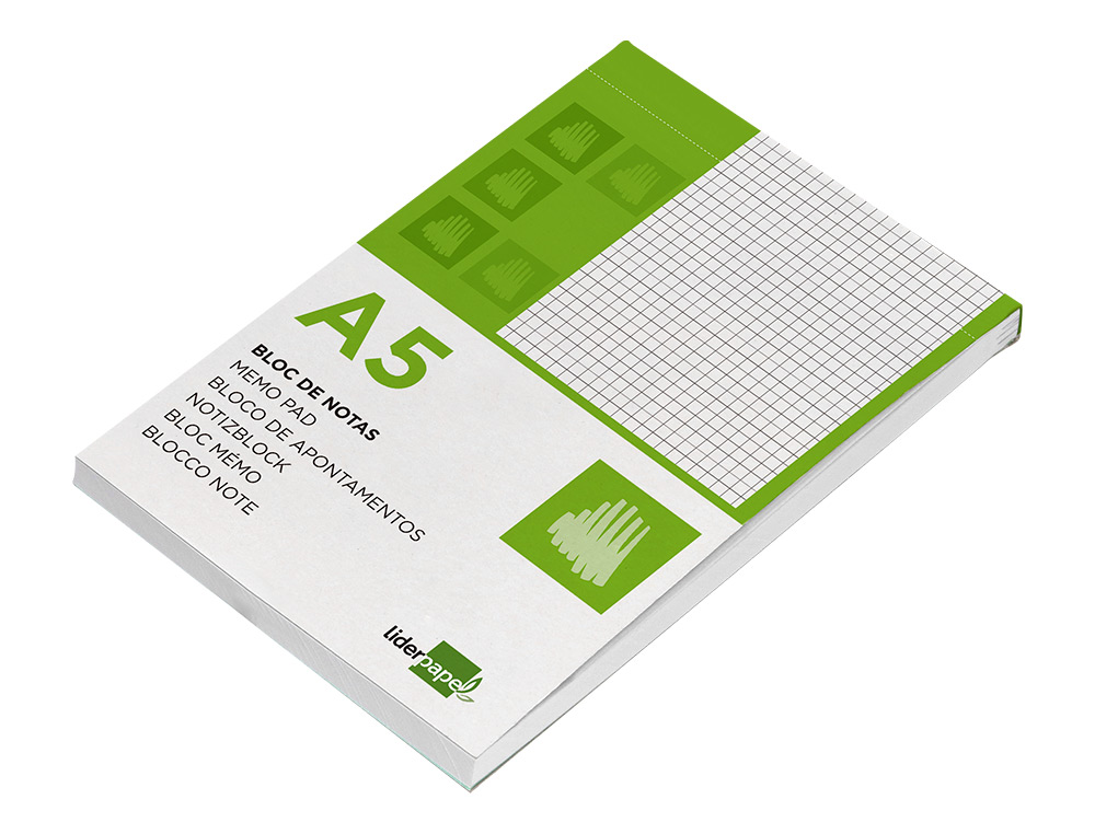 BLOC NOTAS LIDERPAPEL CUADRO 4MM A5 80 HOJAS 60G/M2 PERFORADO