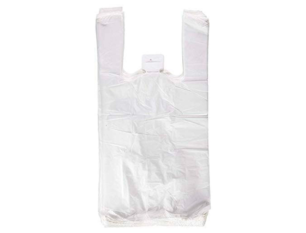 BOLSA CAMISETA RECICLADA 70% BLANCA 50 MC 42X53 CM APTA LEGISLACION DE BOLSAS 2021
