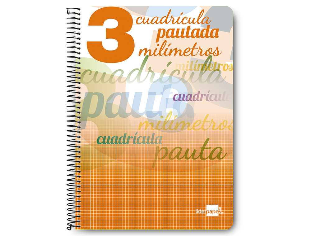 CUADERNO ESPIRAL LIDERPAPEL FOLIO PAUTAGUIA TAPA DURA 80H 75 GR CUADRO PAUTADO 3 MMCON MARGEN COLORES SURTIDOS