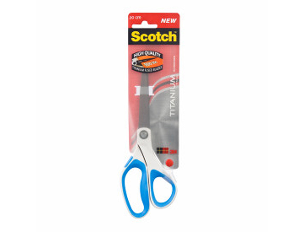 TIJERA OFICINA SCOTCH 20 CM TITANIO FUNDIDO MANGO ERGONOMICO COLORES SURTIDOS
